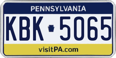 PA license plate KBK5065
