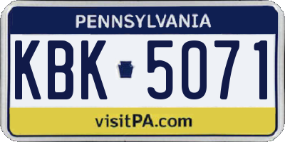 PA license plate KBK5071