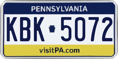 PA license plate KBK5072