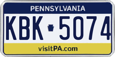 PA license plate KBK5074