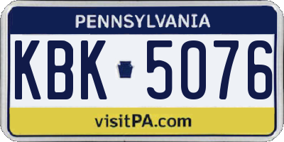 PA license plate KBK5076