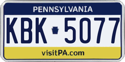 PA license plate KBK5077