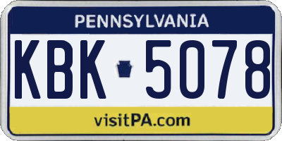 PA license plate KBK5078