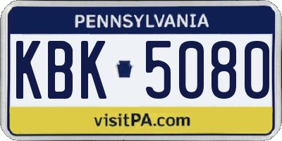 PA license plate KBK5080