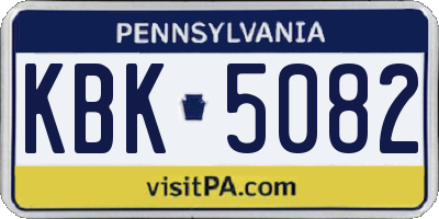 PA license plate KBK5082