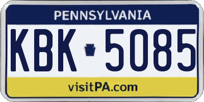 PA license plate KBK5085