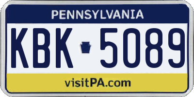 PA license plate KBK5089