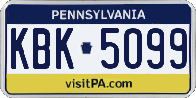 PA license plate KBK5099