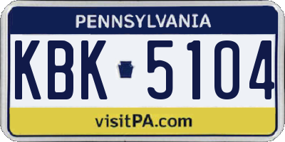 PA license plate KBK5104