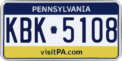 PA license plate KBK5108