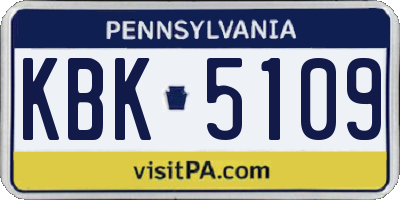 PA license plate KBK5109
