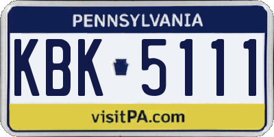 PA license plate KBK5111