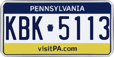 PA license plate KBK5113