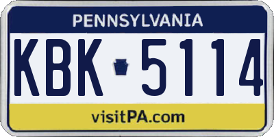PA license plate KBK5114