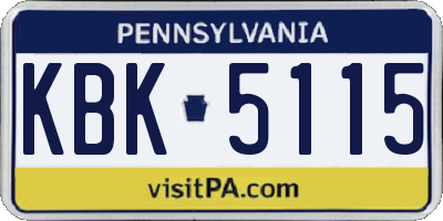 PA license plate KBK5115