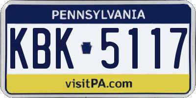 PA license plate KBK5117