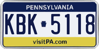 PA license plate KBK5118