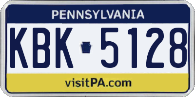 PA license plate KBK5128