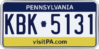 PA license plate KBK5131