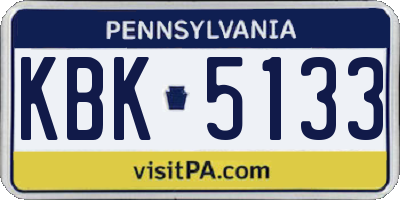 PA license plate KBK5133
