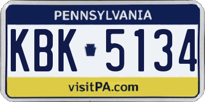 PA license plate KBK5134