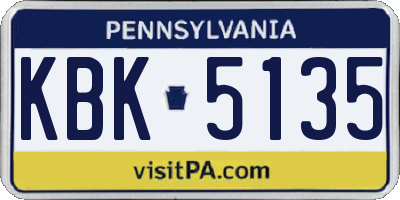 PA license plate KBK5135