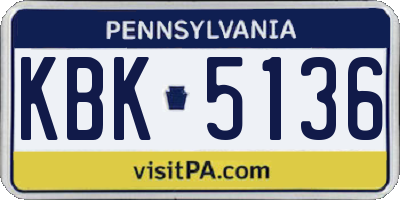 PA license plate KBK5136