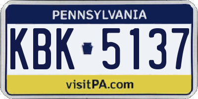PA license plate KBK5137