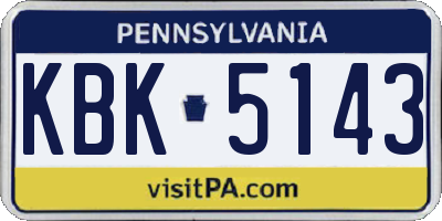 PA license plate KBK5143