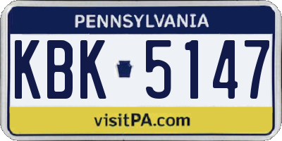 PA license plate KBK5147
