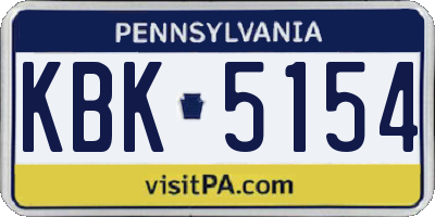 PA license plate KBK5154