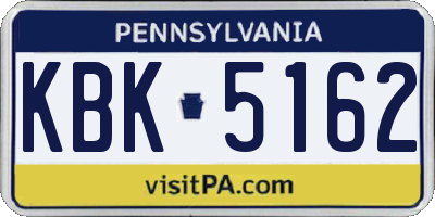 PA license plate KBK5162
