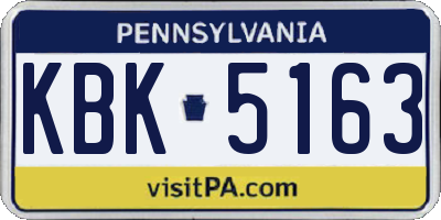 PA license plate KBK5163