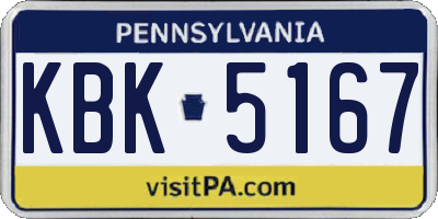 PA license plate KBK5167
