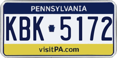 PA license plate KBK5172