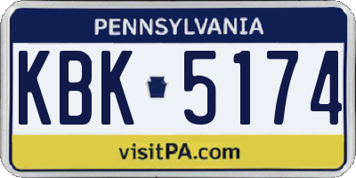 PA license plate KBK5174