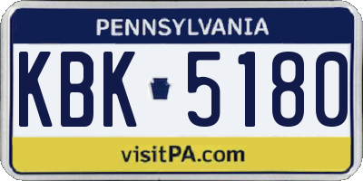 PA license plate KBK5180