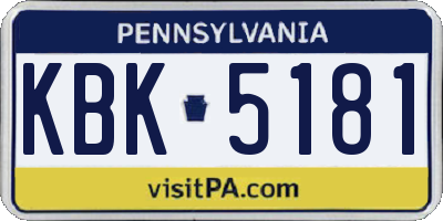 PA license plate KBK5181