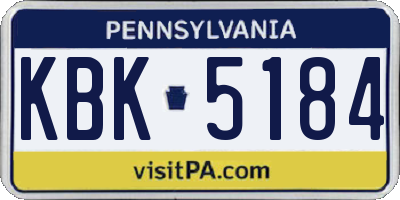 PA license plate KBK5184