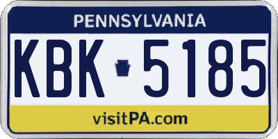 PA license plate KBK5185