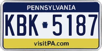 PA license plate KBK5187