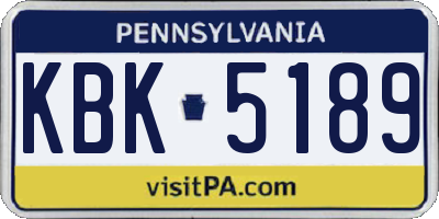 PA license plate KBK5189
