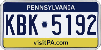 PA license plate KBK5192