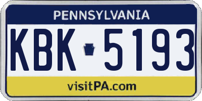 PA license plate KBK5193