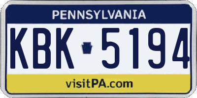 PA license plate KBK5194