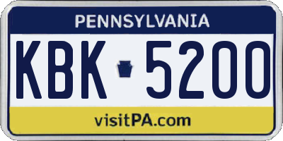 PA license plate KBK5200