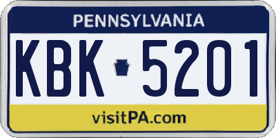 PA license plate KBK5201