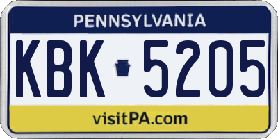 PA license plate KBK5205