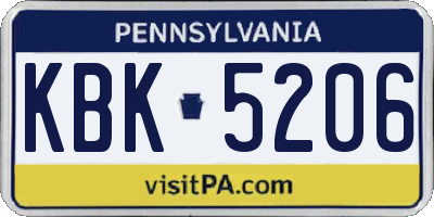 PA license plate KBK5206