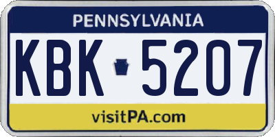 PA license plate KBK5207